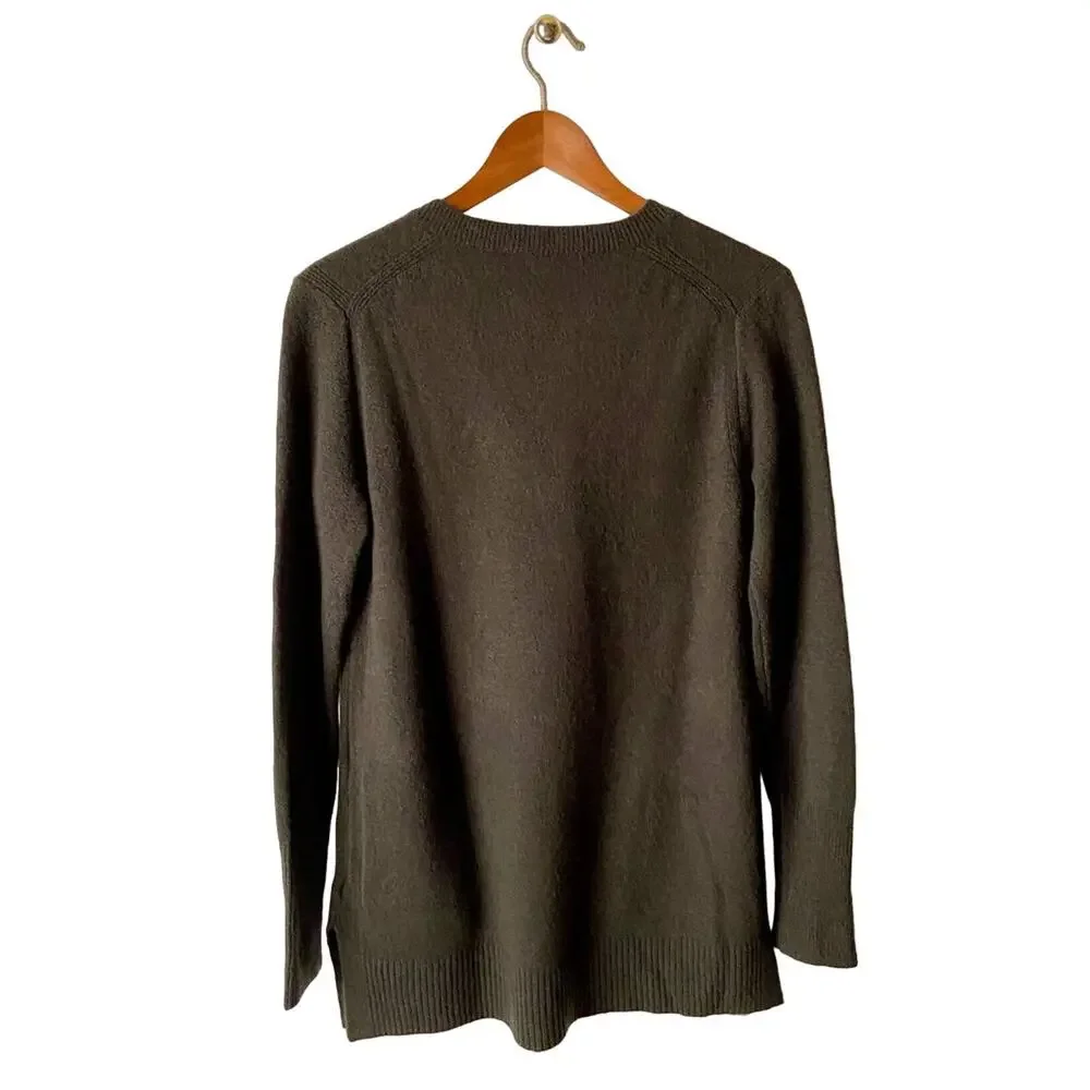 J. Crew Dark Olive Green V-Neck Sweater Size XS